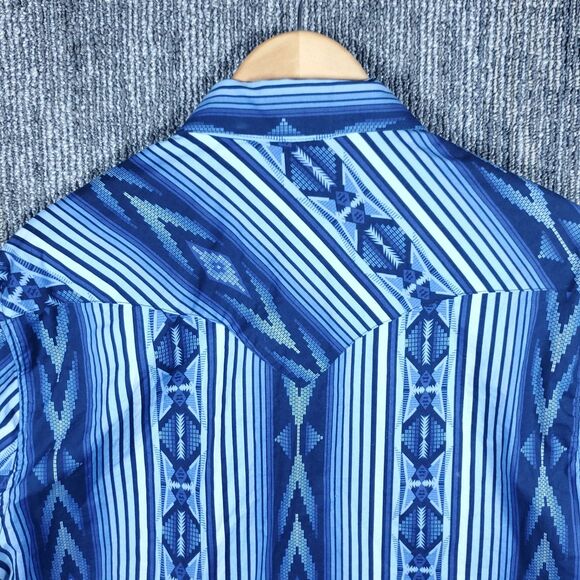 Rock & Roll Denim Pearl Snap Men’s M Aztec Western Southwest Rodeo Cowboy - Picture 12 of 14